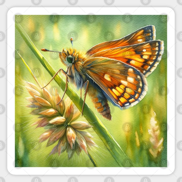 Pop Large Skipper - Watercolor Butterfly Sticker by Aquarelle Impressions